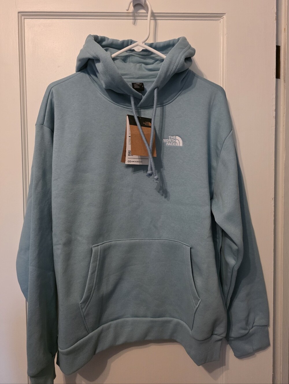 The North Face Circular Design Light Blue Hoodie Sweatshirt Women Small S NWT
